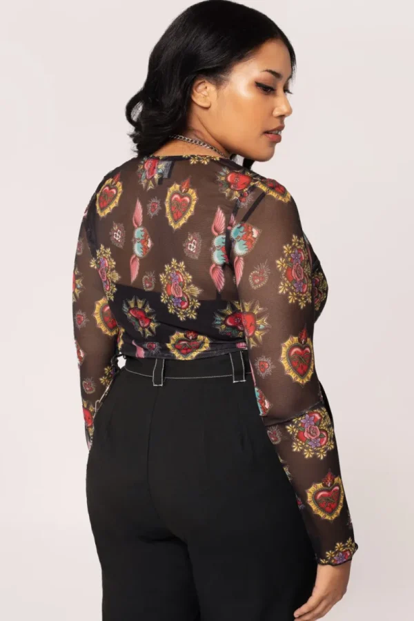Hell Bunny Tops | Tops>Amias Mesh Top Black