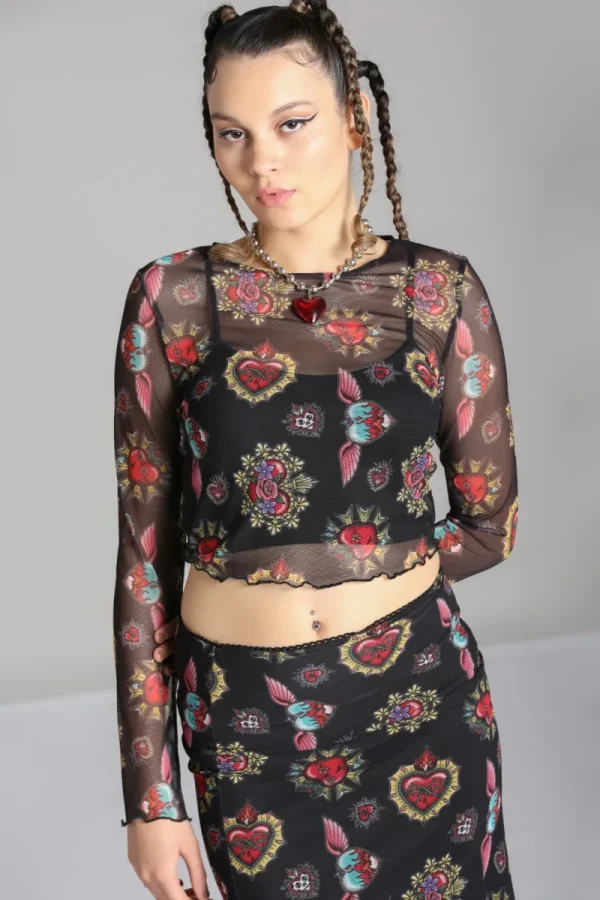 Hell Bunny Tops | Tops>Amias Mesh Top Black