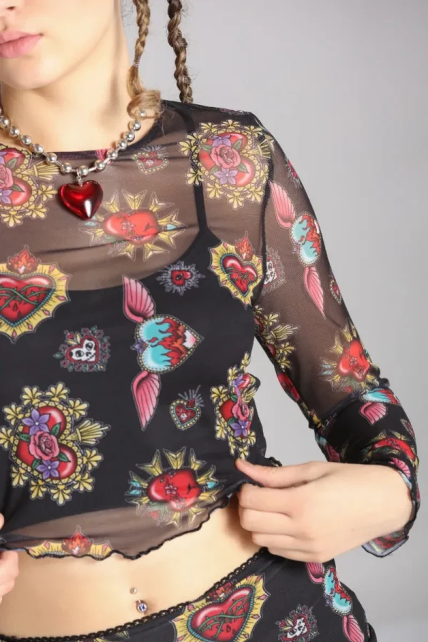 Hell Bunny Tops | Tops>Amias Mesh Top Black