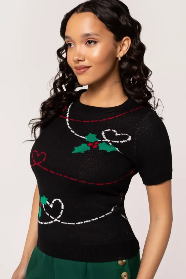 Hell Bunny Tops | Knitwear>Angelica Top Black