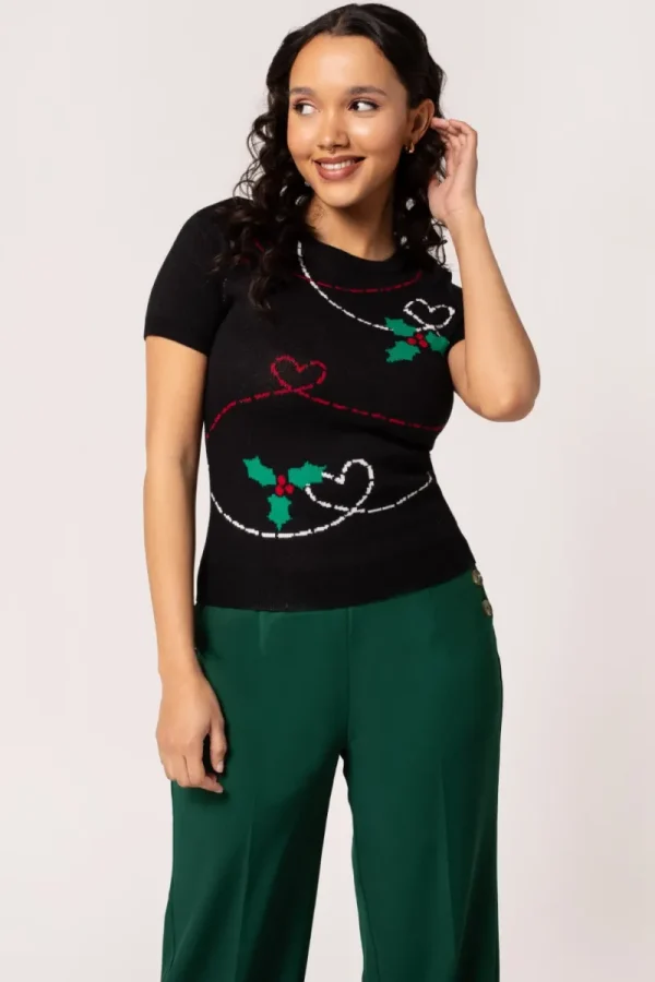 Hell Bunny Tops | Knitwear>Angelica Top Black