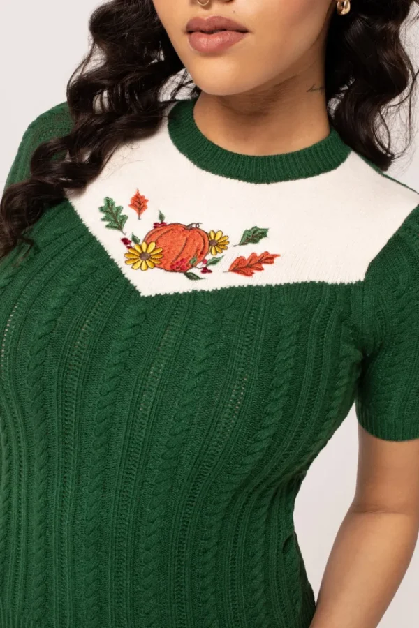 Hell Bunny Tops | Knitwear>Autumn Top Green