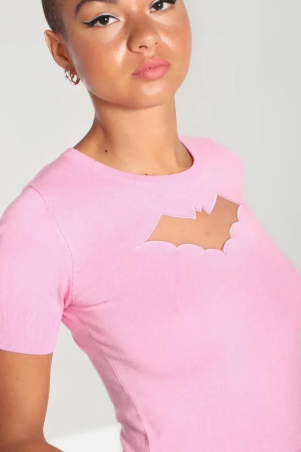 Hell Bunny Tops | Knitwear>Bat Top Pink