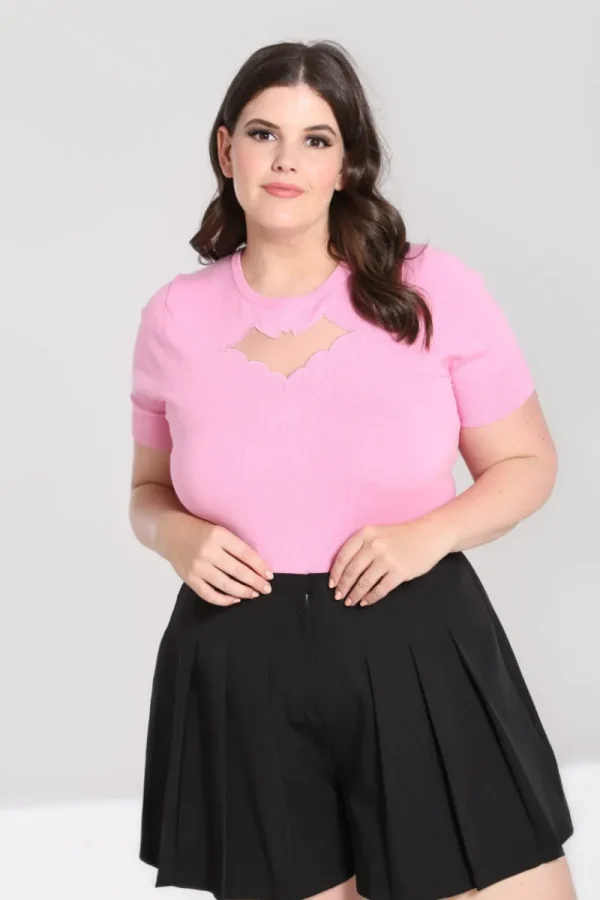 Hell Bunny Tops | Knitwear>Bat Top Pink