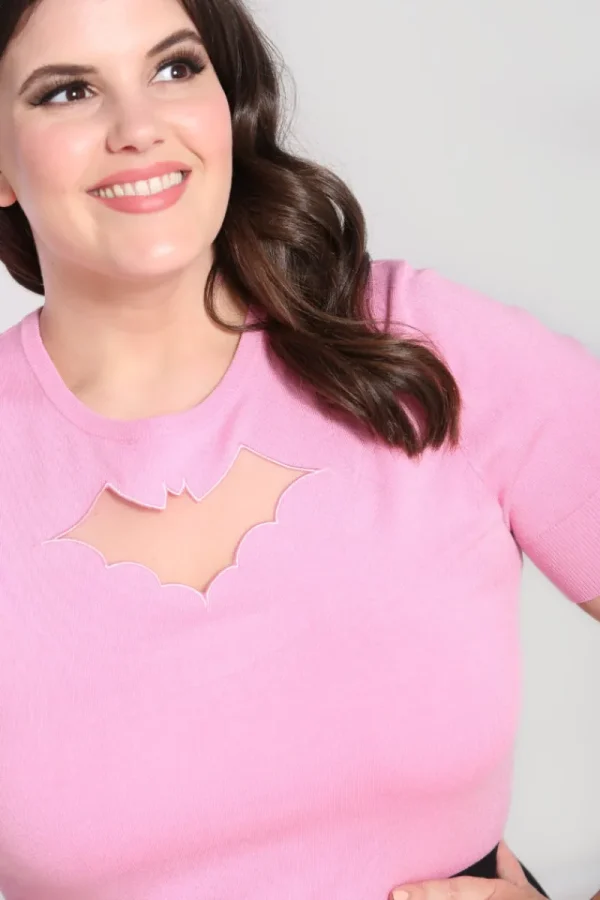Hell Bunny Tops | Knitwear>Bat Top Pink