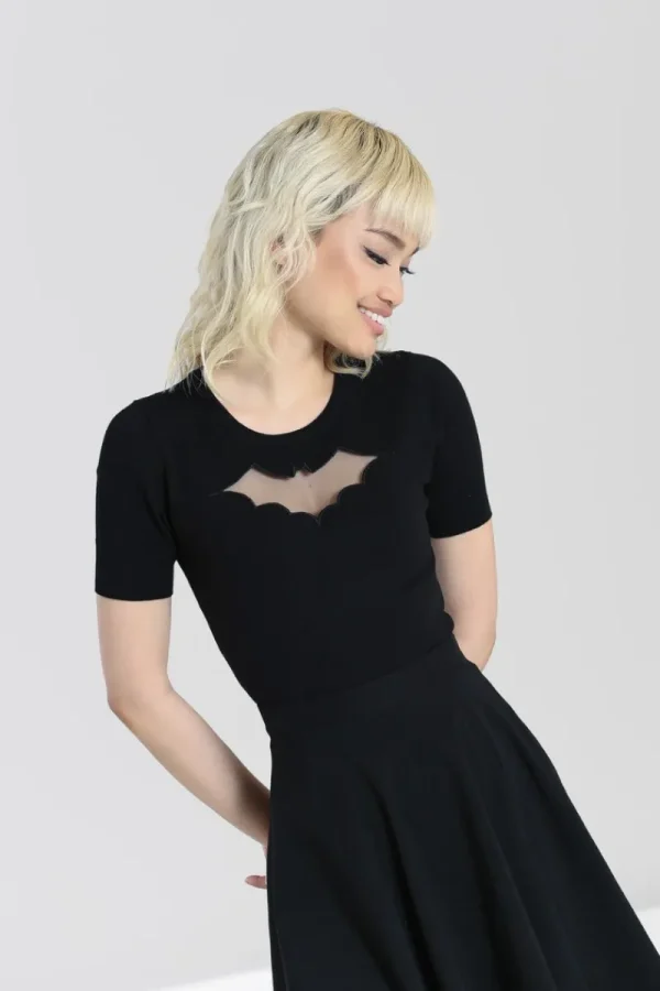 Hell Bunny Tops | Knitwear>Bat Top Black