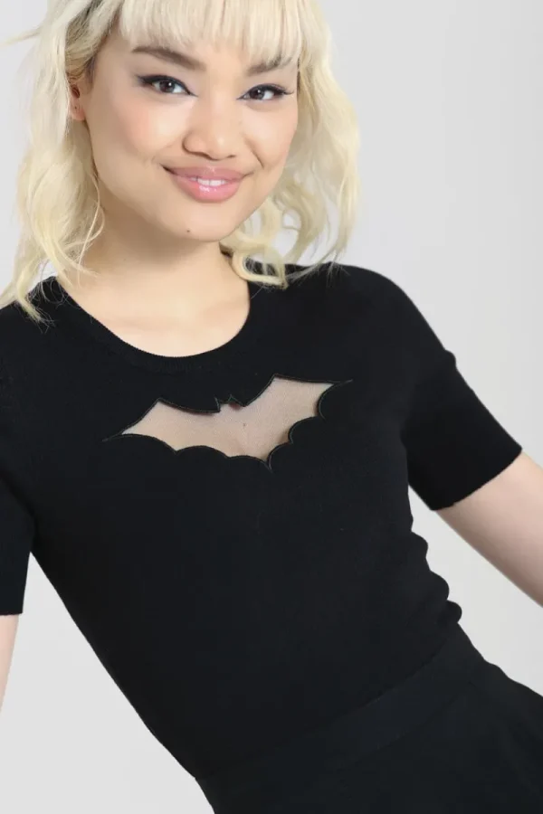 Hell Bunny Tops | Knitwear>Bat Top Black
