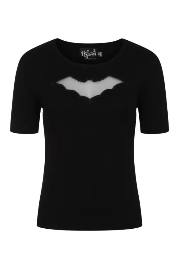 Hell Bunny Tops | Knitwear>Bat Top Black