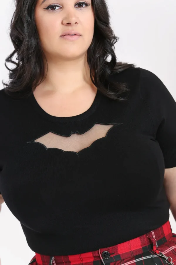 Hell Bunny Tops | Knitwear>Bat Top Black