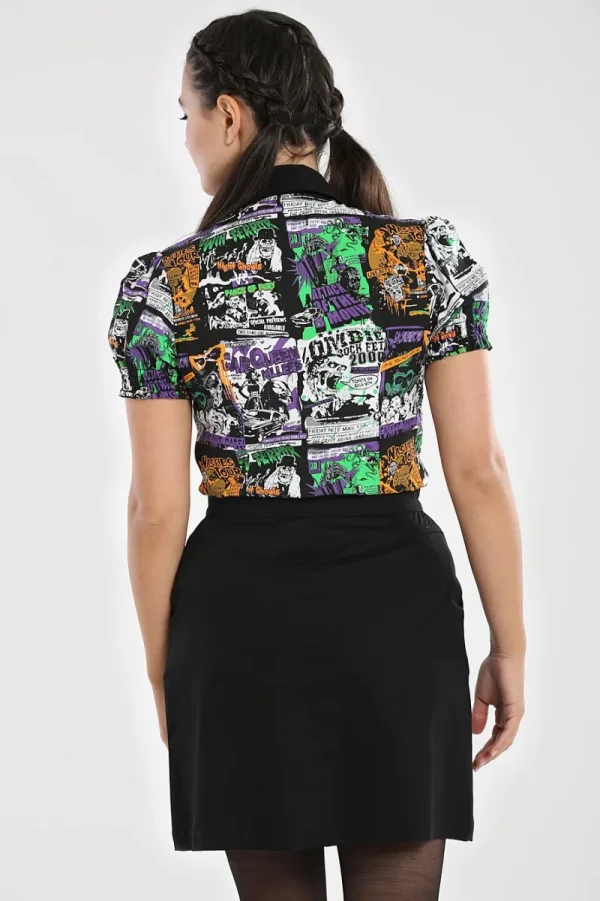 Hell Bunny Tops | Blouses>Be Afraid Blouse Black
