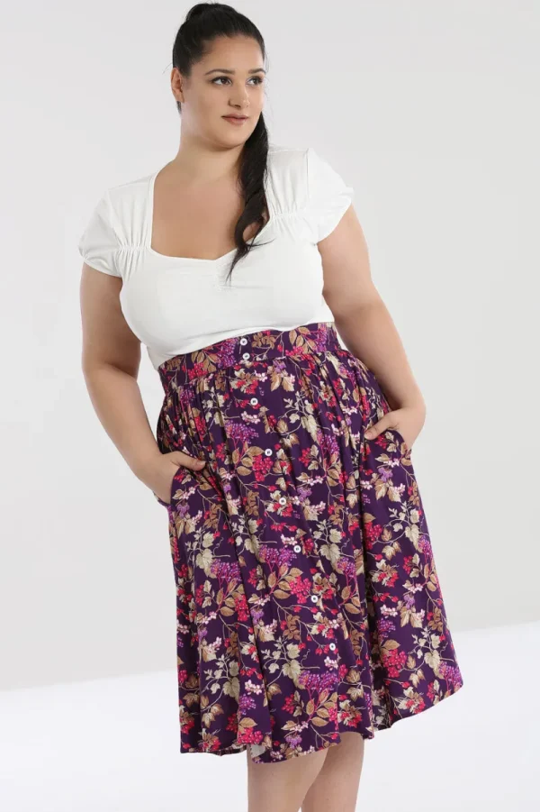 Hell Bunny Skirts>Berry Crush Skirt Purple