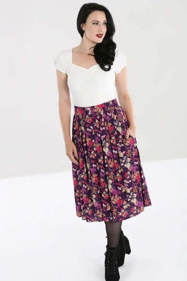 Hell Bunny Skirts>Berry Crush Skirt Purple