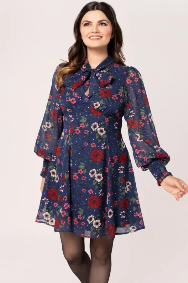 Hell Bunny Dresses | Vintage Dresses>Camellia Mini Dress Blue