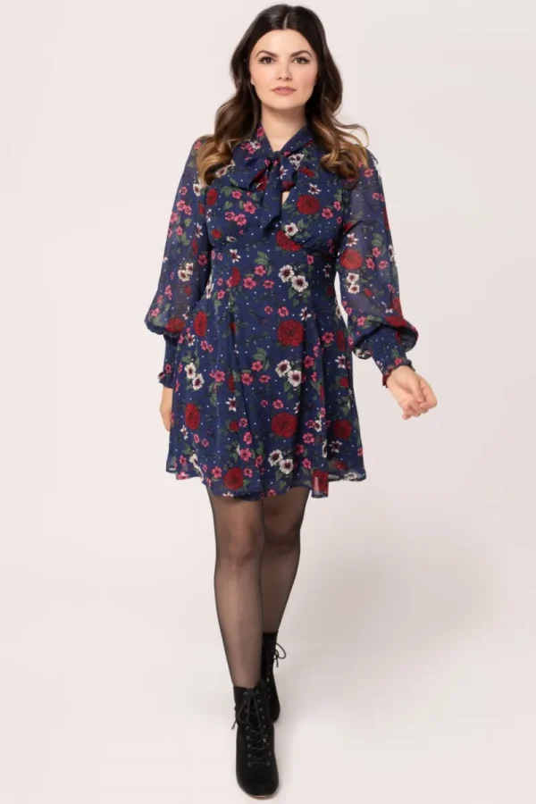 Hell Bunny Dresses | Vintage Dresses>Camellia Mini Dress Blue