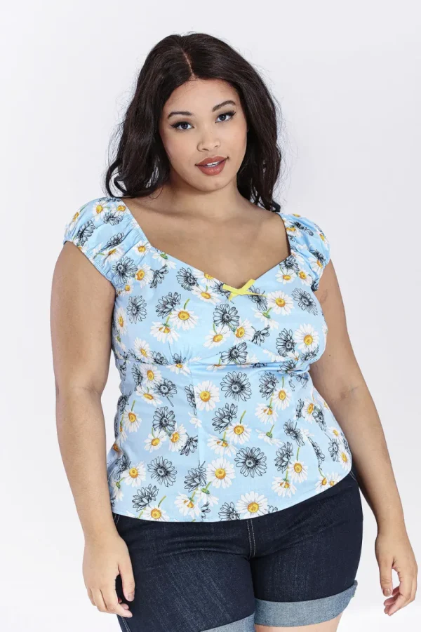 Hell Bunny Tops | Tops>Daisy Top Blue