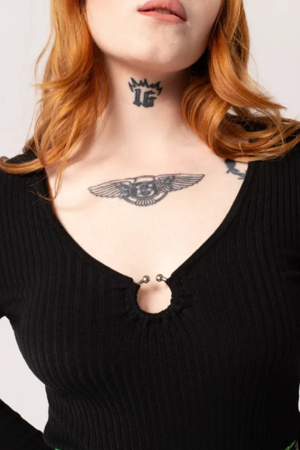 Hell Bunny Tops | Knitwear>Death Or Glory Top Black