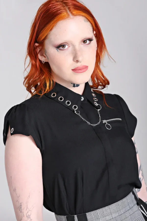 Hell Bunny Blouses | Tops>Destroya Shirt Black
