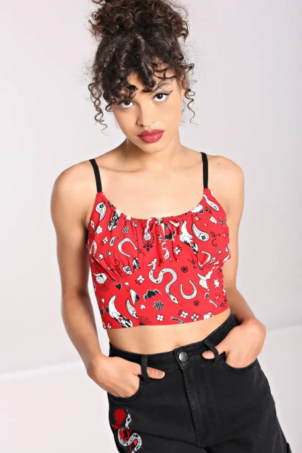 Hell Bunny Tops | Tops>Emmylou Crop Top Red