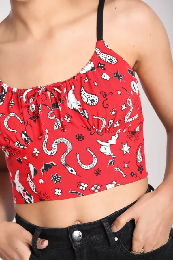 Hell Bunny Tops | Tops>Emmylou Crop Top Red