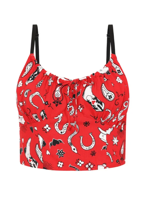 Hell Bunny Tops | Tops>Emmylou Crop Top Red