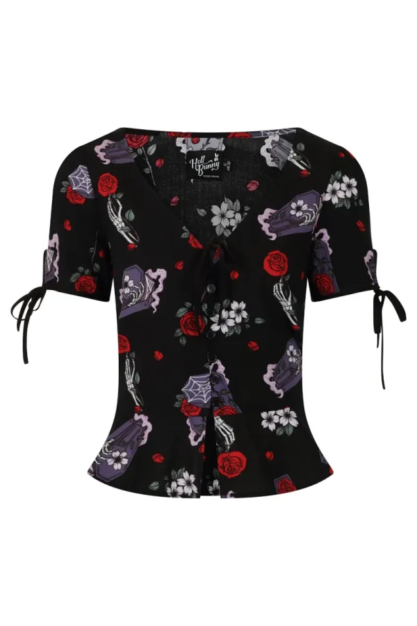 Hell Bunny Blouses | Tops>Even In Death Blouse Black