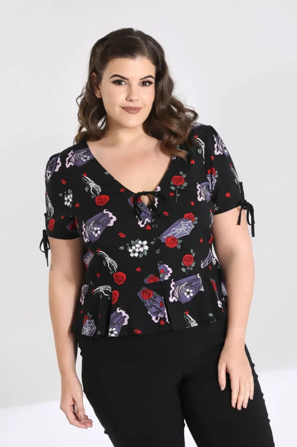 Hell Bunny Blouses | Tops>Even In Death Blouse Black