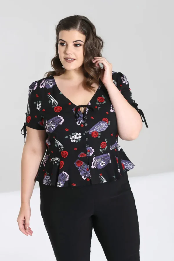 Hell Bunny Blouses | Tops>Even In Death Blouse Black