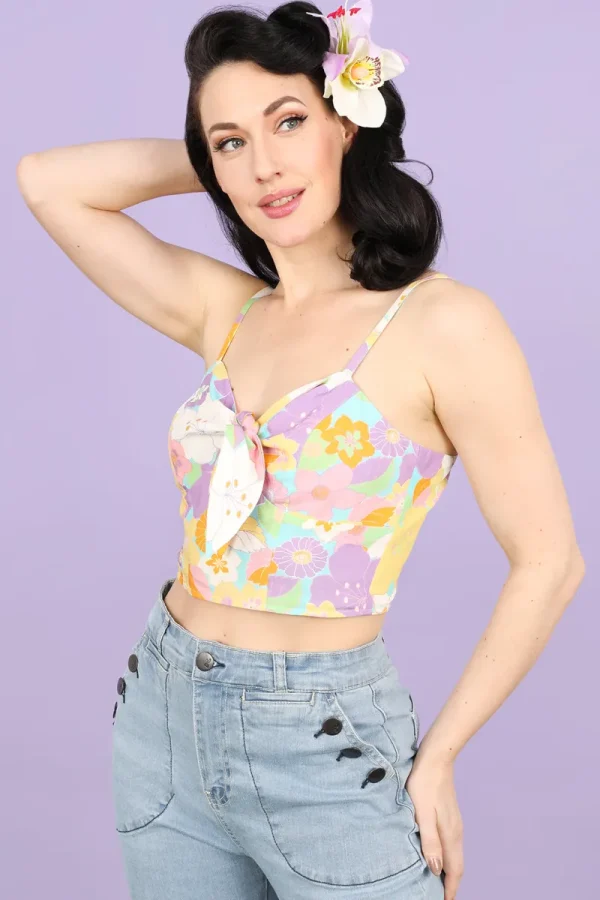 Hell Bunny Tops>Florette Crop Top MultiColour