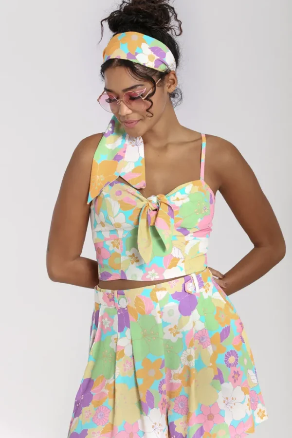 Hell Bunny Tops>Florette Crop Top MultiColour