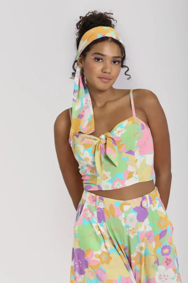 Hell Bunny Tops>Florette Crop Top MultiColour