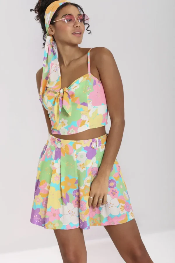 Hell Bunny Tops>Florette Crop Top MultiColour