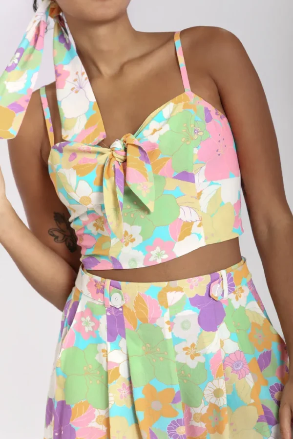 Hell Bunny Tops>Florette Crop Top MultiColour