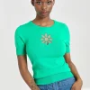 Hell Bunny Tops | Knitwear>Flower Power Top Green