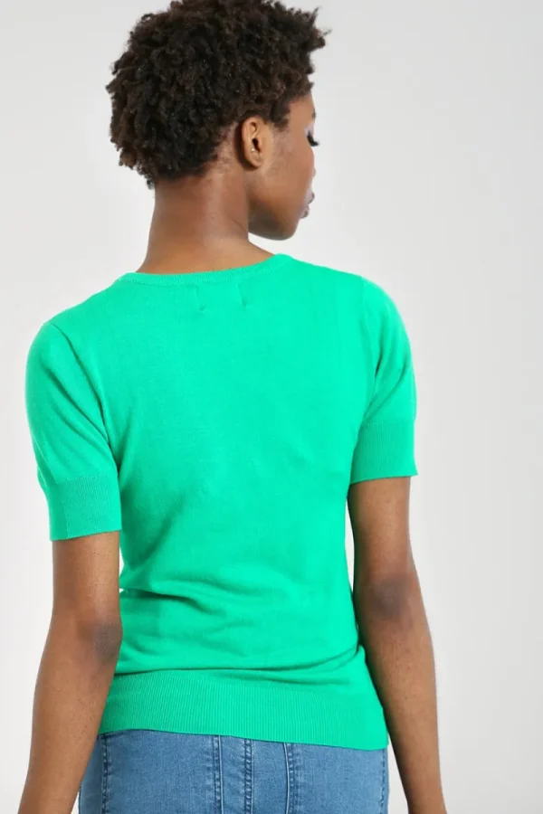 Hell Bunny Tops | Knitwear>Flower Power Top Green