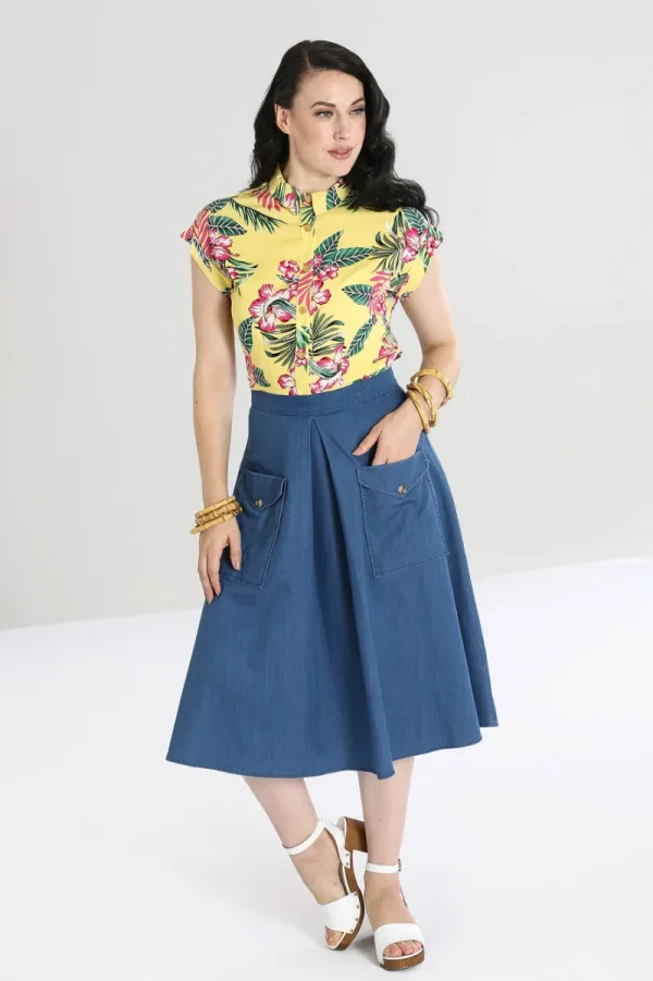 Hell Bunny Skirts>Freddie Skirt Blue