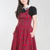 Hell Bunny Dresses | Dresses With Pockets>Irvine Pinafore Dress Red