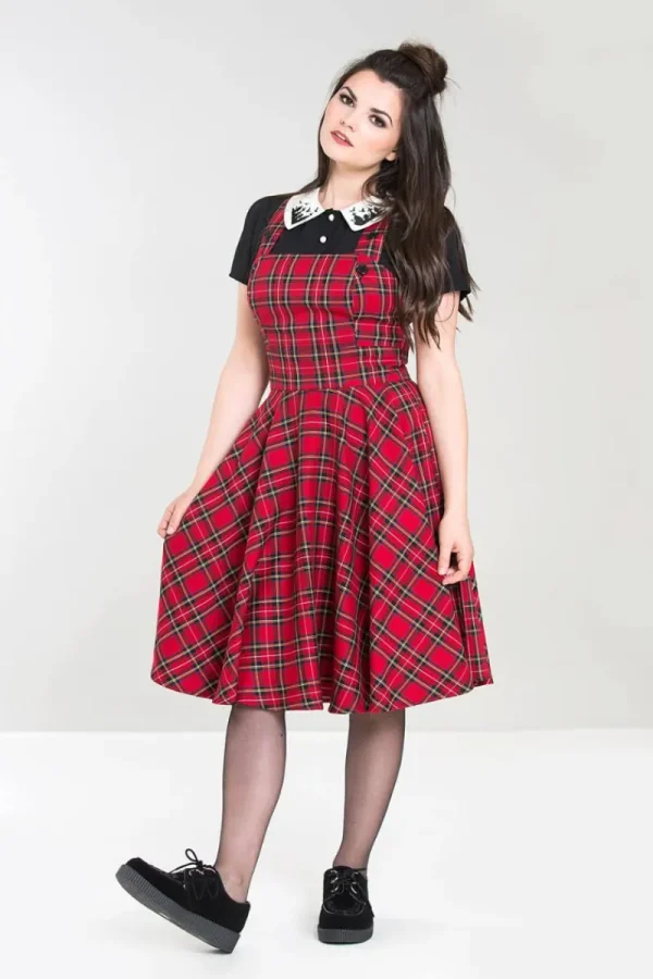 Hell Bunny Dresses | Dresses With Pockets>Irvine Pinafore Dress Red