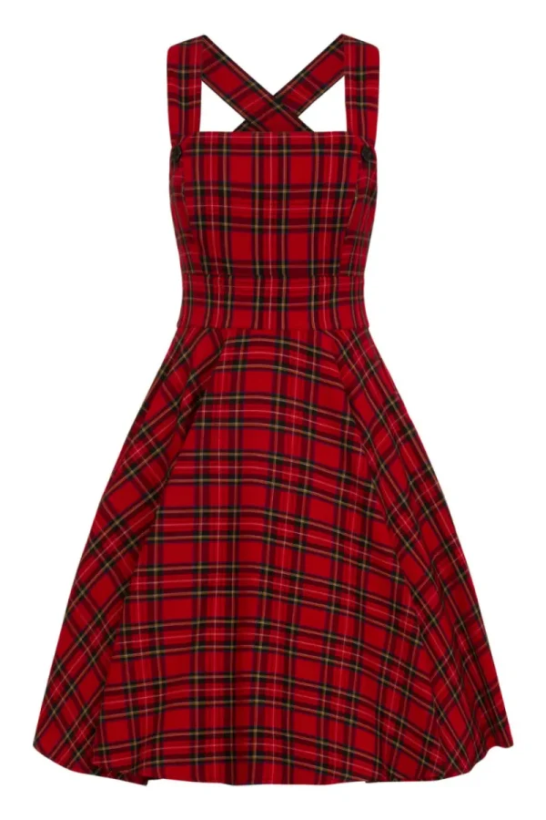 Hell Bunny Dresses | Dresses With Pockets>Irvine Pinafore Dress Red