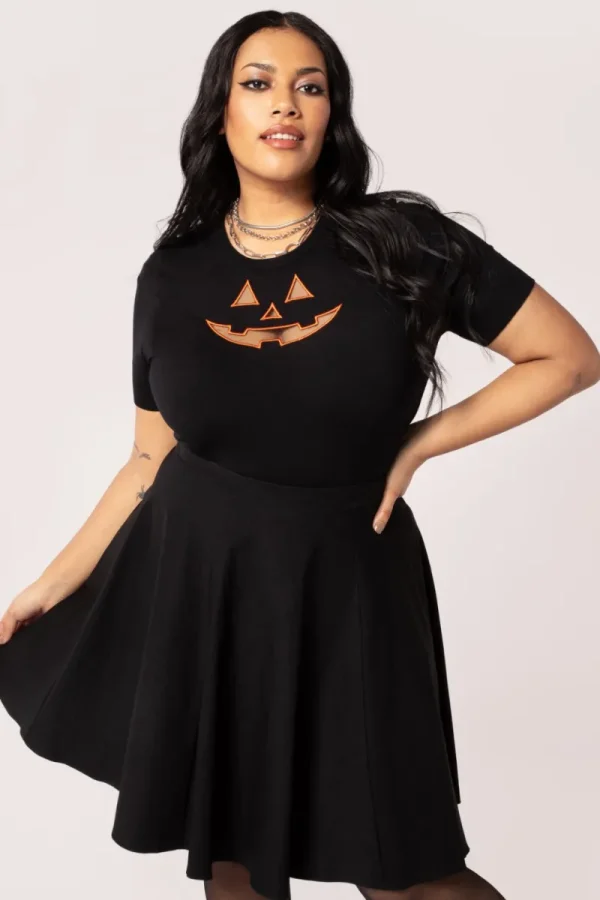 Hell Bunny Tops | Knitwear>Jack-O-Lantern Top Black/Orange