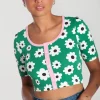 Hell Bunny Tops | Loungewear>Kitsch Daisy Top Green