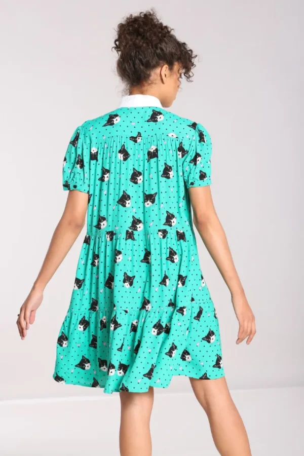 Hell Bunny Dresses | Dresses>Love Cats Mini Dress Green