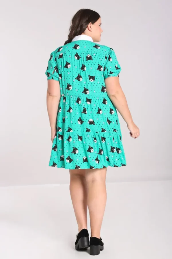 Hell Bunny Dresses | Dresses>Love Cats Mini Dress Green