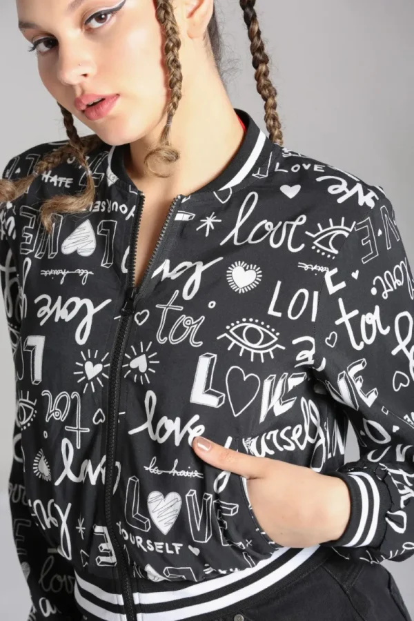 Hell Bunny Coats & Jackets>Love Yourself Jacket Black