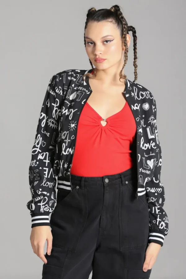Hell Bunny Coats & Jackets>Love Yourself Jacket Black