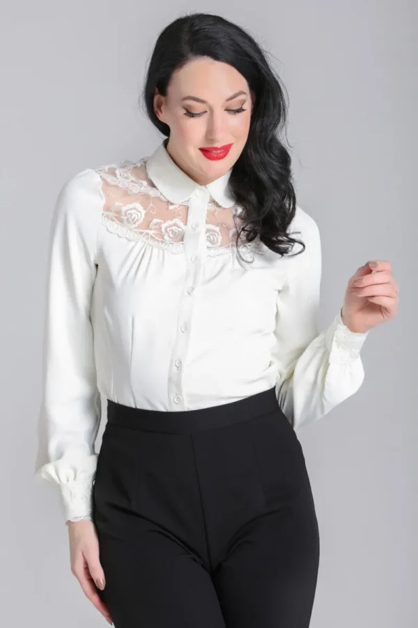 Hell Bunny Tops | Blouses>Lucille Blouse Ivory
