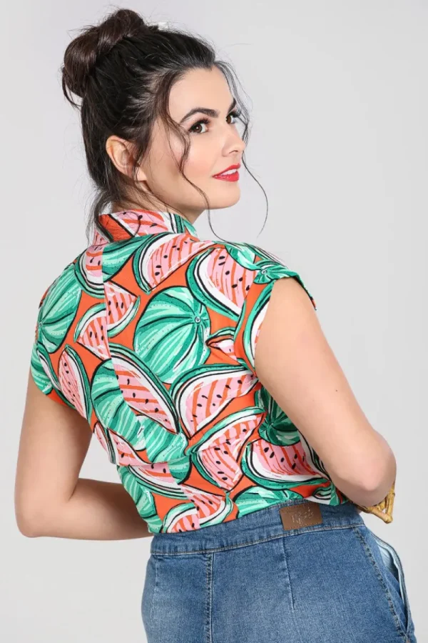Hell Bunny Blouses | Tops>Melonie Shirt Orange