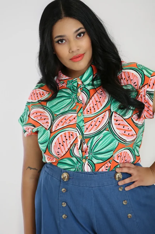 Hell Bunny Blouses | Tops>Melonie Shirt Orange