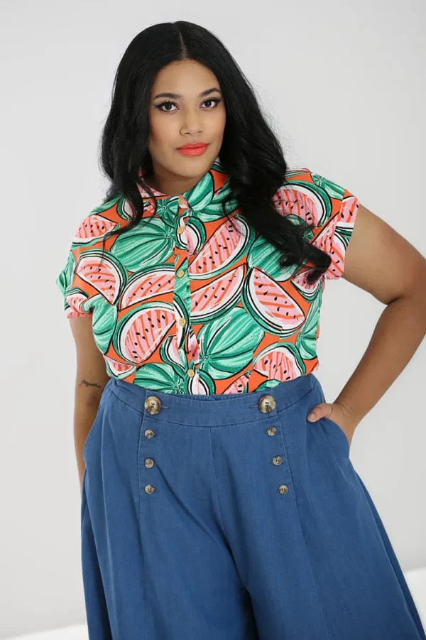 Hell Bunny Blouses | Tops>Melonie Shirt Orange