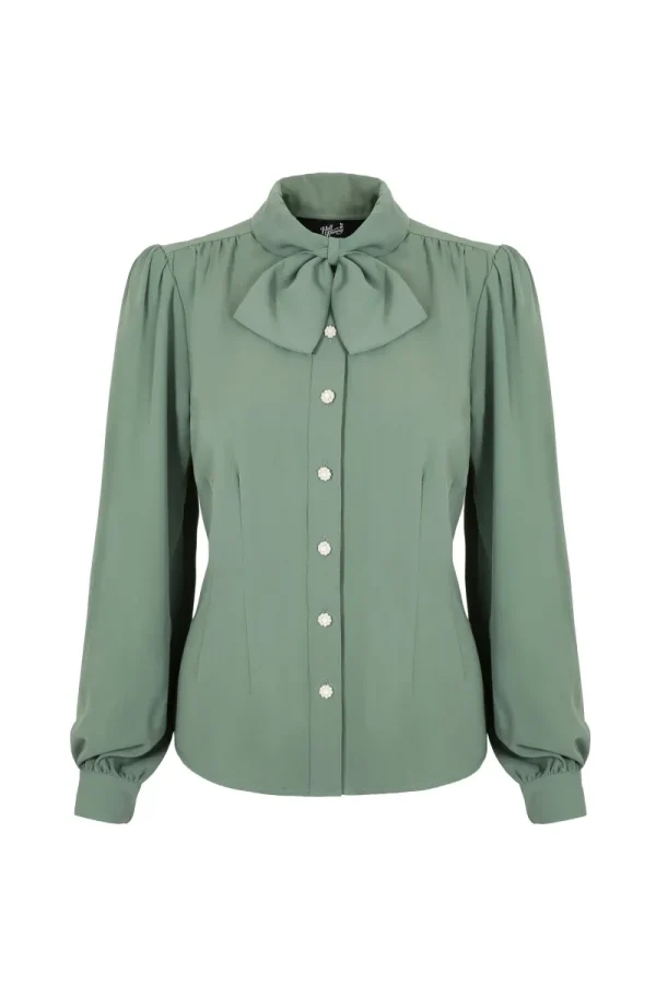 Hell Bunny Tops | Blouses>Mia Blouse Green