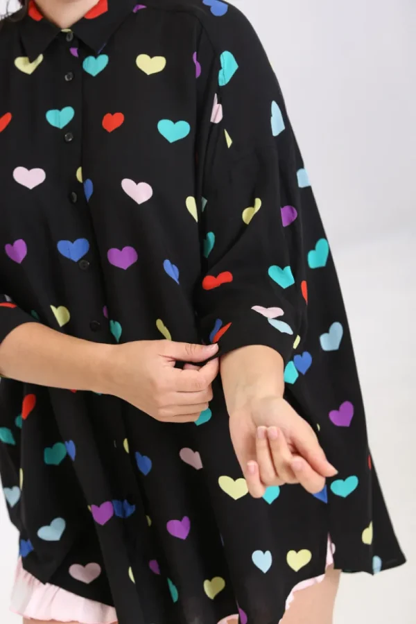 Hell Bunny Tops | Blouses>Mimi Oversized Shirt Black
